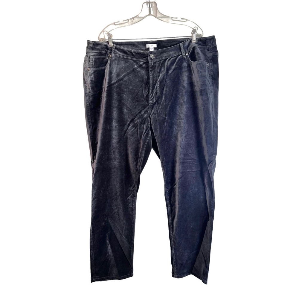 J.Jill Luxe Gray Velvet Stretch Jeans Size 22W High-Rise Slim-Leg Elastic Waist